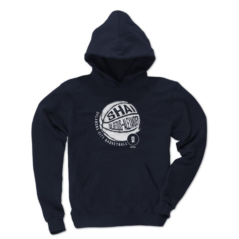 500 LEVEL Shai Gilgeous-Alexander Youth Sweatshirt (Youth Hoodie, Small, Navy) - Shai Gilgeous-Alexander Oklahoma City Basketball WHT