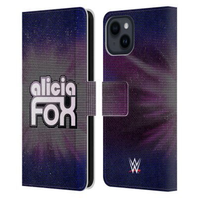 Head Case Designs Officially Licensed WWE LED Logotype Alicia Fox Leather Wallet Case Compatible with Apple iPhone 15