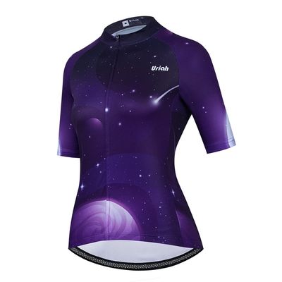 Uriah Women's Cycling Jersey Short Sleeve Stars Purple Size 4XL(CN)