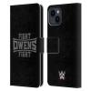 Head Case Designs Officially Licensed WWE Fight Owens Fight Kevin Owens Leather Wallet Case Compatible with Apple iPhone 15 view 1