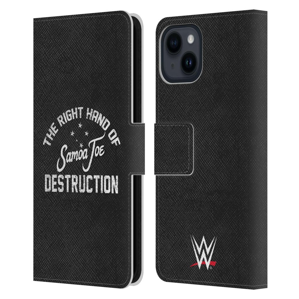 Head Case Designs Officially Licensed WWE The Right Hand of Destruction Samoa Joe Leather Wallet Case Compatible with Apple iPhone 15