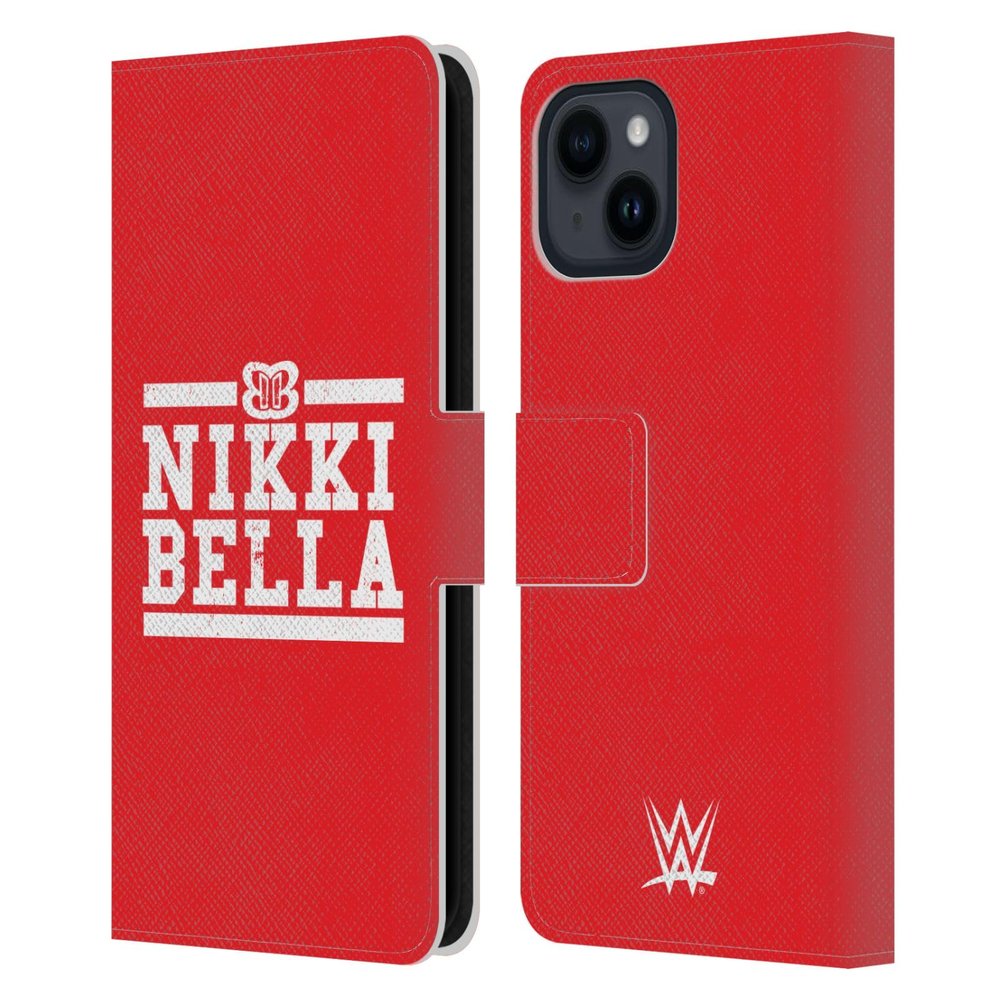 Head Case Designs Officially Licensed WWE Logotype Nikki Bella Leather Wallet Case Compatible with Apple iPhone 15