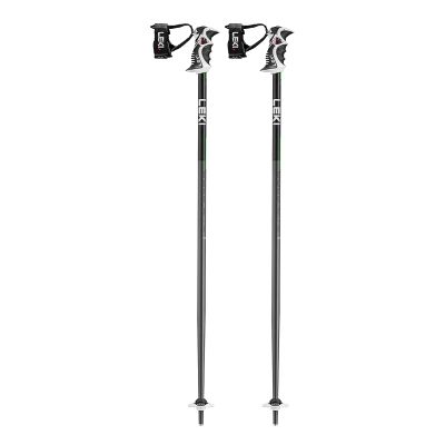 LEKI Bold Lite S Lightweight Aluminum Ski Poles for Alpine Skiing - Dark Anthracite-Black-Neongreen - 110 cm