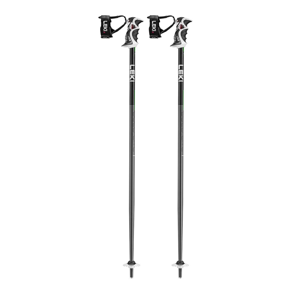 LEKI Bold Lite S Lightweight Aluminum Ski Poles for Alpine Skiing - Dark Anthracite-Black-Neongreen - 110 cm
