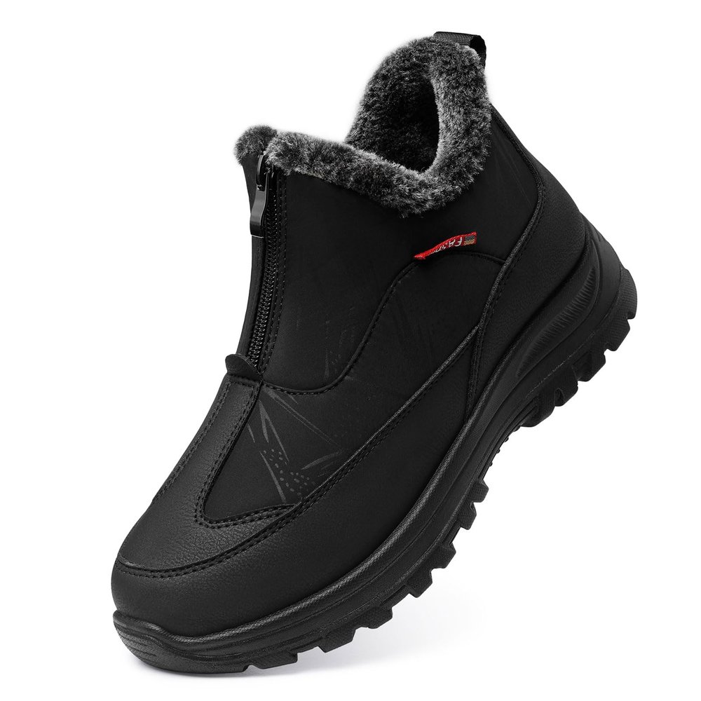 TEMOFON Winter Snow Boots for Women: Waterproof Walking Outdoor Ankle Booties Black Snow Booties Warm Fur Lined Shoes Size 7
