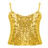 Agoky Girls Shiny Metallic Ballet Dance Tank Tops Sleeveless Jazz Hip Hop Dance Tops Latin Dance Costume Ballerina Dancewear Gold B 10-12 Years view 1