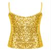 Agoky Girls Shiny Metallic Ballet Dance Tank Tops Sleeveless Jazz Hip Hop Dance Tops Latin Dance Costume Ballerina Dancewear Gold B 10-12 Years view 2