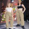 Cromoncent Girls High Waist Parachute Pants Y2K Cargo Trousers with Pockets, Khaki, 7-8 Years = Tag 140 view 3