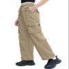 Cromoncent Girls High Waist Parachute Pants Y2K Cargo Trousers with Pockets, Khaki, 7-8 Years = Tag 140 view 4