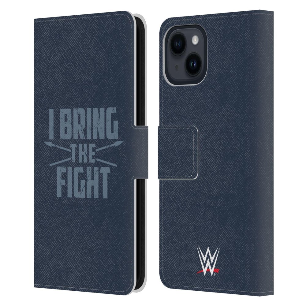 Head Case Designs Officially Licensed WWE Fight with Spears Roman Reigns Leather Wallet Case Compatible with Apple iPhone 15