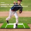 Meooeck 3' x 2' Turf Baseball Pitching Mat Softball Pitching Mat with Rubber Non Slip Pitchers Mound Instructional Portable Training Equipment for Indoor Outdoor(Green) view 2