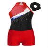 YOOJOO Gymnastics Leotards for Girls Sparkly Dance Unitards Biketards Shorts Bottoms with Hair Band Activewear for Girls GA1658Red 6 Years view 3