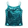 Agoky Girls Shiny Metallic Ballet Dance Tank Tops Sleeveless Jazz Hip Hop Dance Tops Latin Dance Costume Ballerina Dancewear Lake_Blue C 14 Years view 3