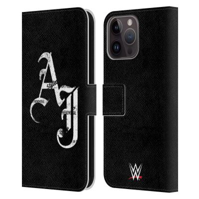 Head Case Designs Officially Licensed WWE Grunge Initials AJ Styles Leather Wallet Case Compatible with Apple iPhone 15 Pro Max