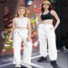 Cromoncent Womens High Waist Parachute Pants Y2K Cargo Trousers with Pockets, White, M view 3