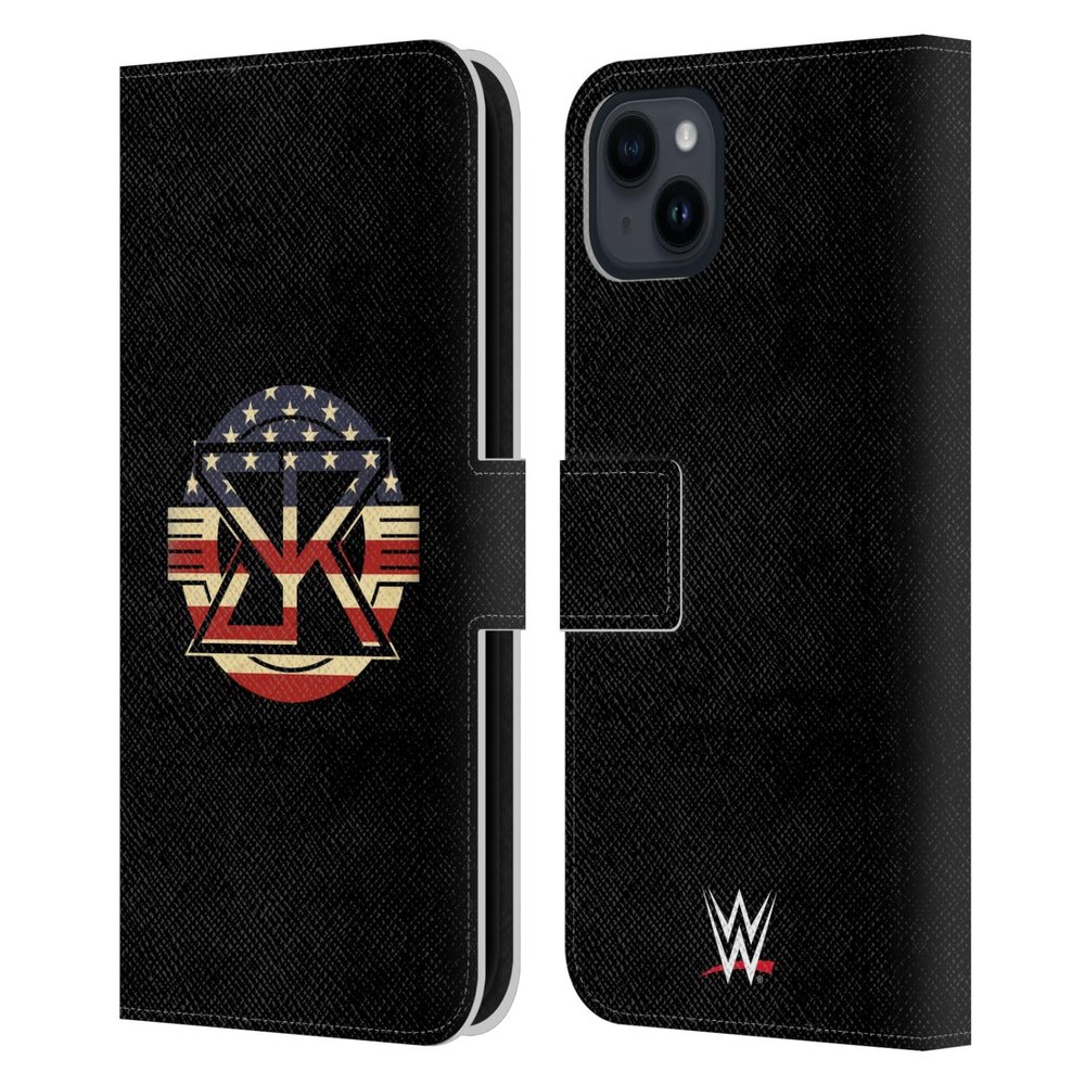 Head Case Designs Officially Licensed WWE American Pride Logo Seth Rollins Leather Wallet Case Compatible with Apple iPhone 15 Plus