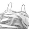 Agoky Girls Shiny Metallic Ballet Dance Tank Tops Sleeveless Jazz Hip Hop Dance Tops Latin Dance Costume Ballerina Dancewear Silver 12 Years view 3