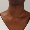 Yoosteel Gold Plated Layered Initial Necklace for Women, 14K, T Pendant, Adjustable Chain, Classic Design view 2