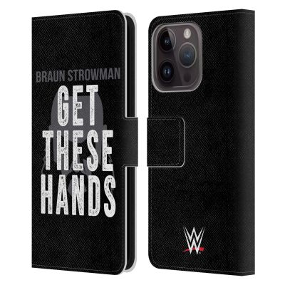 Head Case Designs Officially Licensed WWE Braun Strowman Hands Superstars 6 Leather Wallet Case Compatible with Apple iPhone 15 Pro