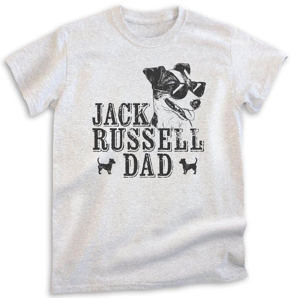 EVERTREE CLOTHING Jack Russell Dad, Unisex Men's Shirt, Jack Russell Terrier, Jack Russell Owner, Funny Dog Dad Gift, Heather Ash, Large