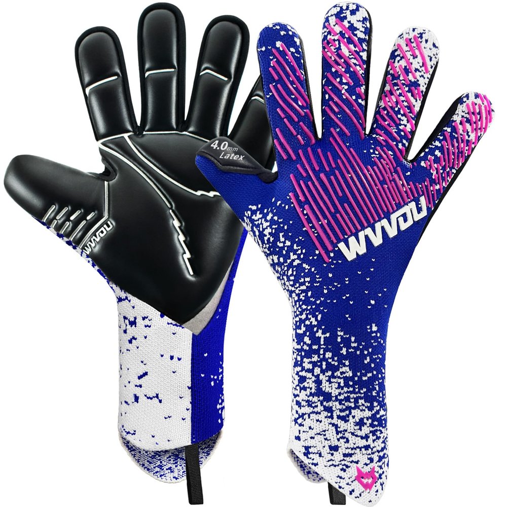WVVOU Soccer Goalie Goalkeeper Gloves for Youth & Adult, Enhanced Latex Palm Grip, Breathable Knitted Fabric, Suitable for Game & Training, Pink, Size 7