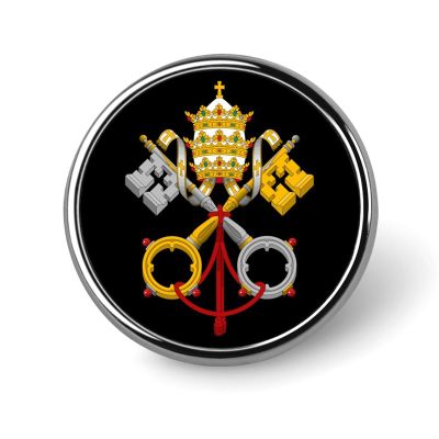 Emblem of Vatican City Round Pins Circle Button Badge Brooches for Clothing Decoration
