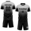 Custom Soccer Jerseys Personalized Football T Shirts and Shorts Set Printed Team Name Number Logo, Grey Black Round-Neck Short Sleeve Uniforms for Men/Women/Youth Boys view 1