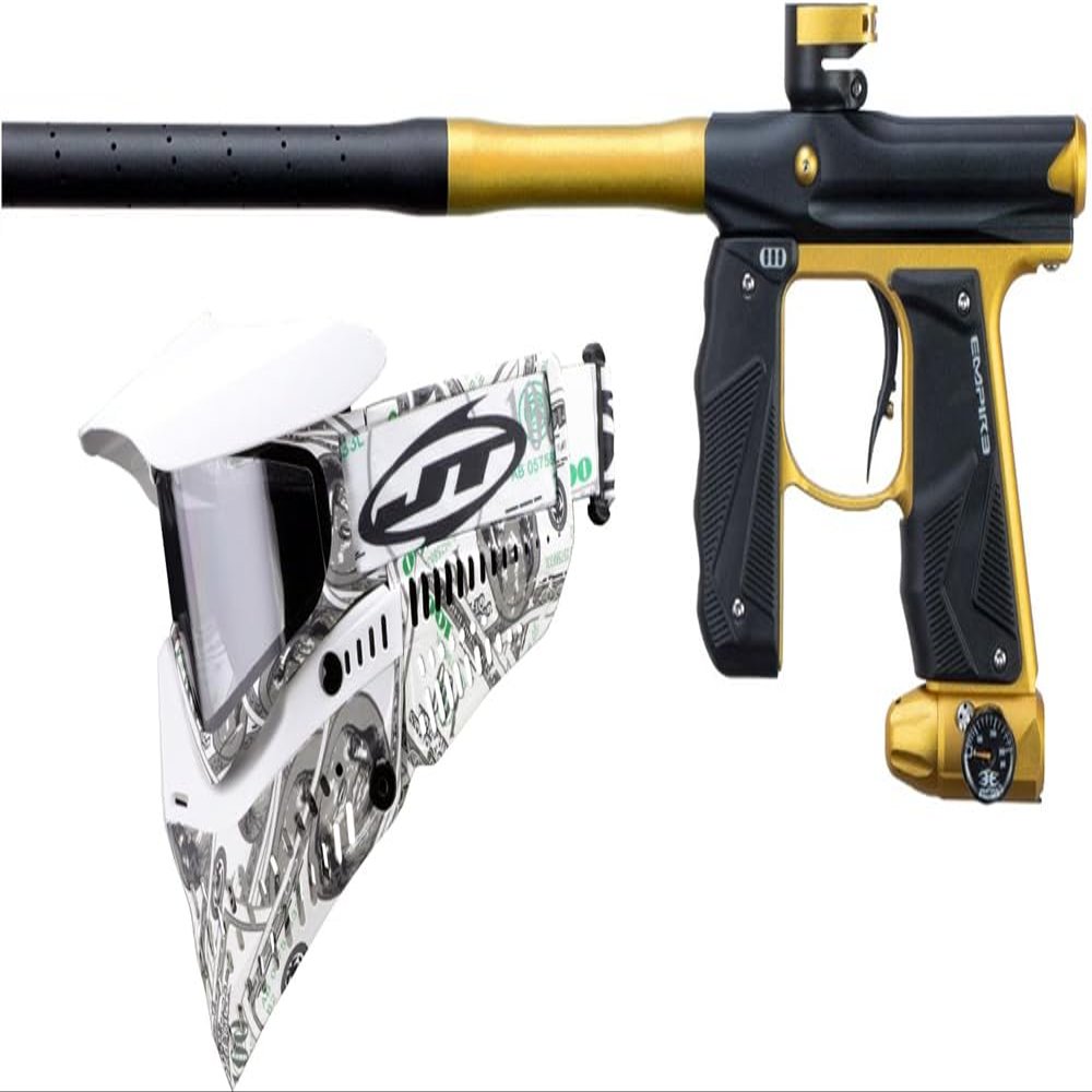PaintballBodyBags Empire Mini GS Electronic Paintball Gun Marker w/JT Spectra Proflex LE Goggle 100 Dollar Print (Dust Black/Dust Gold)