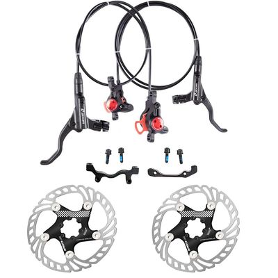 BUCKLOS MTB Hydraulic Disc Brakes,Left Front 800mm Right Rear 1450mm Hydraulic Brake Set, with IIIPRO 160mm Floating Disc Brake Rotor and 6PC Bolts.