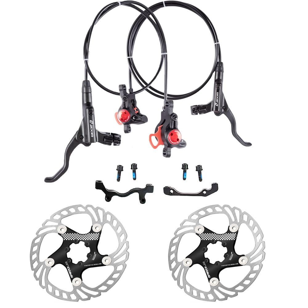 BUCKLOS MTB Hydraulic Disc Brakes,Left Front 800mm Right Rear 1450mm Hydraulic Brake Set, with IIIPRO 160mm Floating Disc Brake Rotor and 6PC Bolts.