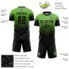 Custom Soccer Jerseys Personalized Football T Shirts and Shorts Set Printed Team Name Number Logo, Black Green Round-Neck Short Sleeve Uniforms Fade for Men/Women/Youth/Teens Boys Girls view 3