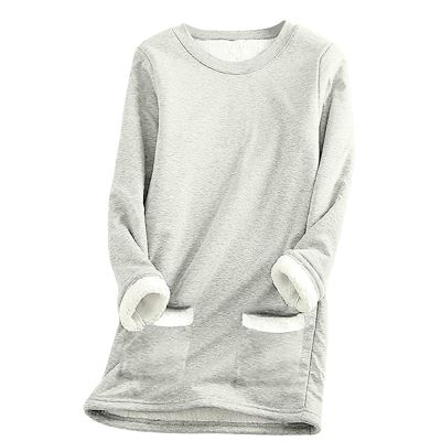 hlysgo Women Fall Fashion Fleece Sweatshirts Long Sleeve Comfort Pullover Tops Plush Warm Winter Fuzzy Blouses
