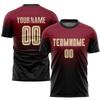 Custom Soccer Jerseys Personalized Football T Shirts and Shorts Set Printed Team Name Number Logo, Red, Black Gradient Round-Neck Short Sleeve Uniforms for Men/Women/Youth/Teens Boys Girls view 2