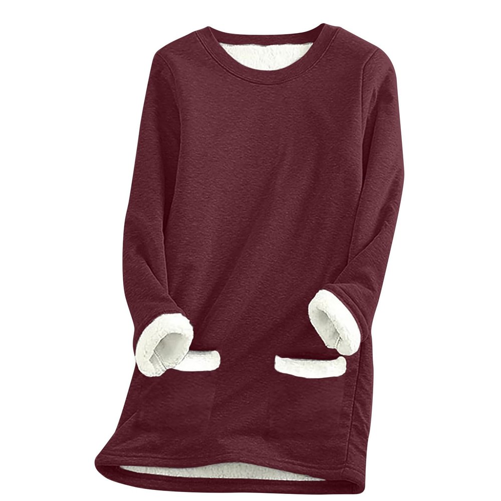 hlysgo Women Fall Fashion Fleece Sweatshirts Long Sleeve Comfort Pullover Tops Plush Warm Winter Fuzzy Blouses