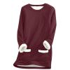 hlysgo Women Fall Fashion Fleece Sweatshirts Long Sleeve Comfort Pullover Tops Plush Warm Winter Fuzzy Blouses view 1