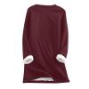 hlysgo Women Fall Fashion Fleece Sweatshirts Long Sleeve Comfort Pullover Tops Plush Warm Winter Fuzzy Blouses view 3