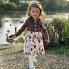 18 Month Infant Toddler Baby Girls Dress with Cardigan Floral Flower Print Sleeveless Brown Dress and Long Sleeve Waffle Cardigan Set Fall Winter Outfits 18-24 Months view 2