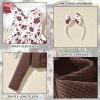 18 Month Infant Toddler Baby Girls Dress with Cardigan Floral Flower Print Sleeveless Brown Dress and Long Sleeve Waffle Cardigan Set Fall Winter Outfits 18-24 Months view 4