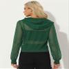 Allegra K Mesh Sheer Jacket for Women Long Sleeve Hoodie Zipper Up Lightweight Casual Outwear Night Out Party Outfit Small Dark Green view 2