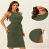 Allegra K Night Out Dresses for Women's Ribbed Knit Round Neck Cut Out Side Slit Sleeveless Maxi Dresses X-Large Olive Green view 2