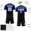 Black and Royal Blue Gradient Soccer Jerseys Sets Custom Team Uniform Round Neck T Shirt and Shorts for Adults Teens Youth Kids, Design Casual Sports Tees Gifts for Dad Son Family Team Friends view 3