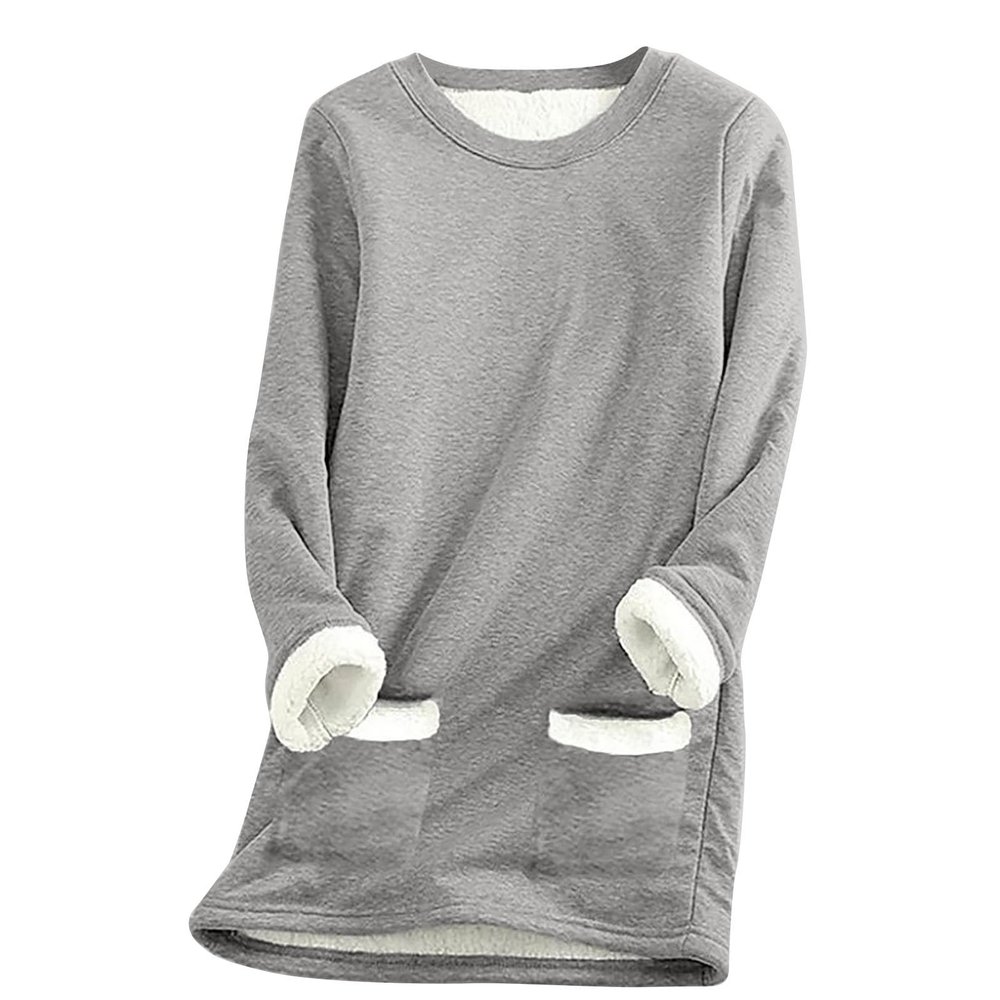 hlysgo Women Fall Fashion Fleece Sweatshirts Long Sleeve Comfort Pullover Tops Plush Warm Winter Fuzzy Blouses