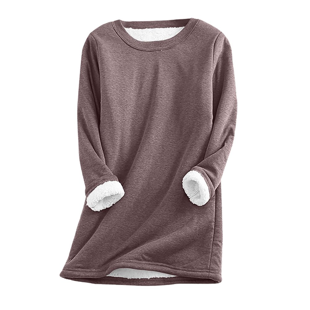 hlysgo Women Fall Fashion Fleece Sweatshirts Long Sleeve Comfort Pullover Tops Plush Warm Winter Fuzzy Blouses