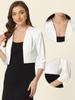 Allegra K Satin Cardigan for Women's 3/4 Sleeve Open Front Cropped Office Work Bolero Shrug X-Small White view 2