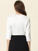 Allegra K Satin Cardigan for Women's 3/4 Sleeve Open Front Cropped Office Work Bolero Shrug X-Small White view 3
