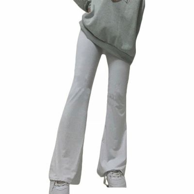 GOKKILRW Womens Bootcut Yoga Dress Pants High Waisted Stretchy Tummy Control Workout Bootleg Flared Leggings Casual Work Office Slacks Trousers White