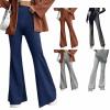 GOKKILRW Womens Bootcut Yoga Dress Pants High Waisted Stretchy Tummy Control Workout Bootleg Flared Leggings Casual Work Office Slacks Trousers White view 2
