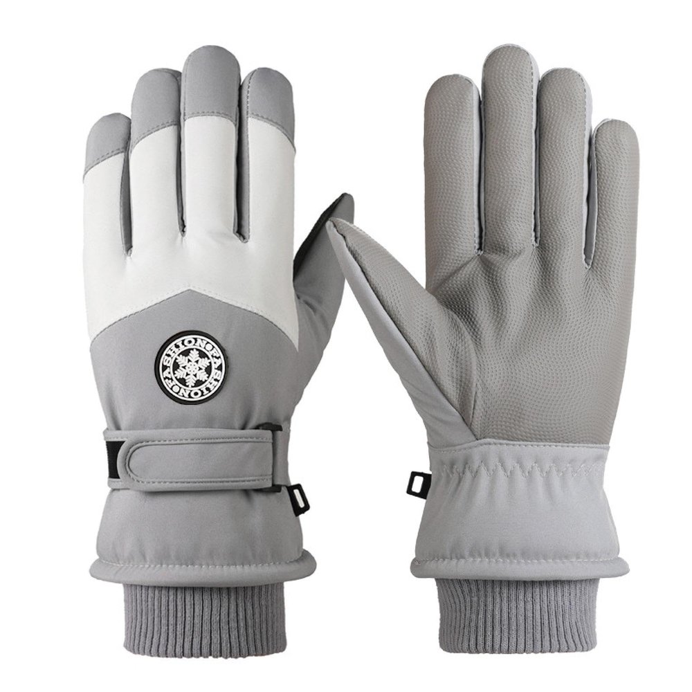 LaBdip Ski Gloves, Warm and Windproof Gloves, Plus Velvet Thickening, Suitable for Outdoor Daily use for Men and Women  RoundLabelFemale-LightGrey