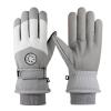 LaBdip Ski Gloves, Warm and Windproof Gloves, Plus Velvet Thickening, Suitable for Outdoor Daily use for Men and Women  RoundLabelFemale-LightGrey view 1