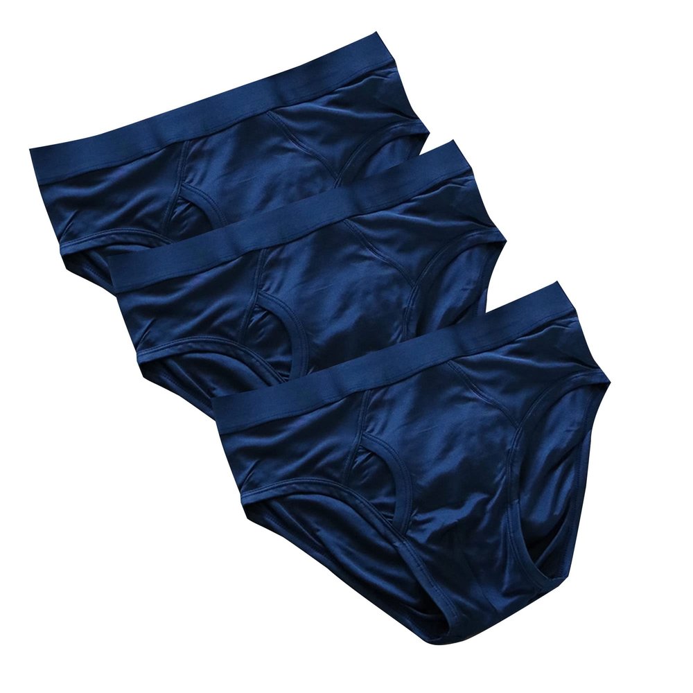 SWJGLITTR Men's Seamless Light Underwear Middle Waist Breathable Underpants Knitted Plain Boxer Briefs (Blue 3pc,3X-Large)